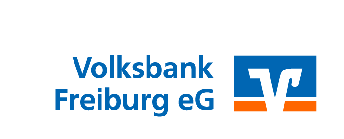 Das Logo der Volksbank Freiburg zeigt den Buchstaben