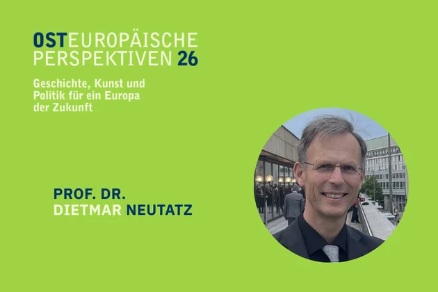 Porträt von Prof. Dr. Dietmar Neutatz. Grafik zur Tagung Osteuropäische Perspektiven 26. Geschichte, Kunst und Politik für ein Europa der Zukunft.