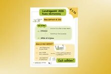 Infografik „Landtagswahl 2026 Baden-Württemberg“ mit Datum „8.3.26“ und Hinweis „Neues Wahlrecht ab 2026“. Neu sind zwei Stimmen: Erststimme für eine Person aus dem Wahlkreis und Zweitstimme für eine Partei (Landesliste). Außerdem: Wählen ab 16 Jahren. Begründet wird das mit mehr Mitbestimmung für junge Menschen, mehr Vielfalt durch Landeslisten und mehr Wahlfreiheit. Aufruf: „Geh wählen!“.