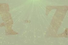 Großbuchstaben A und Z mit einem Bindestrich dazwischen, stilisiert im Retro-Look, überlagert von binären Zahlen und digitalen Lichtstrahlen