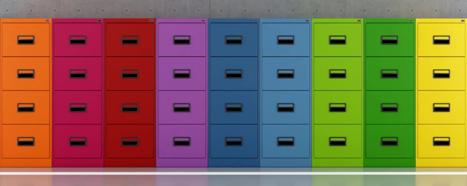 Modern archive modern with colorful filing cabinets - rendering