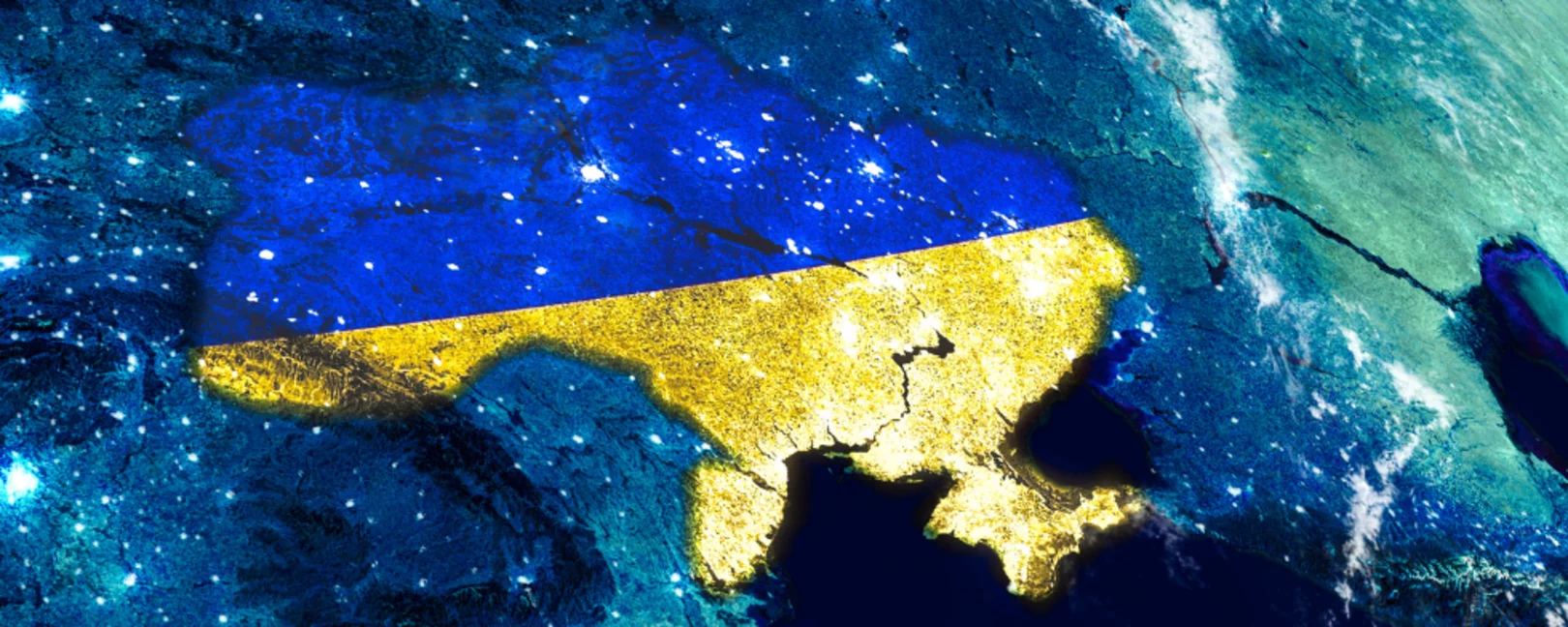 Ukraine with Embedded Flag from Space