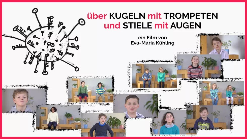 Bilder von Kindern und von Kinderhand gemaltem Coronavirus